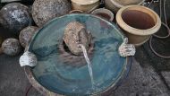'Save Me' Comic Water Fountain - Clay Ocean Rock 